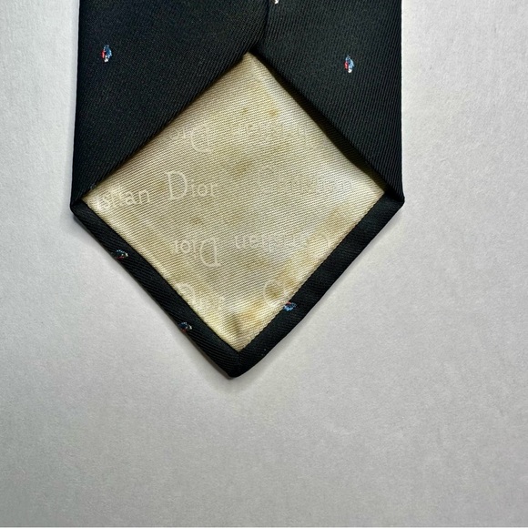 Vintage DIOR Classic Signature Black Embroidered Tie - Picture 5 of 7